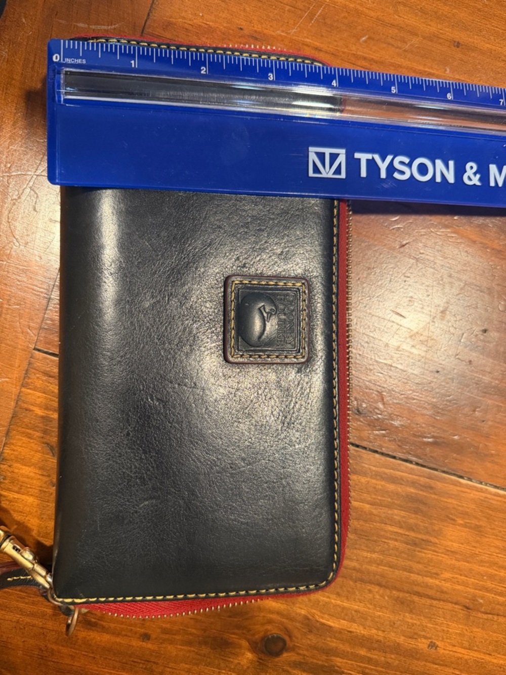 Dooney & Bourke Black Leather Zip Wallet with Red Trim - Picture 4 of 4